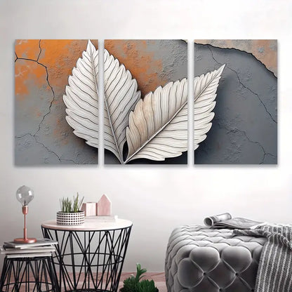 3pcs Leaf Botanical Nature Theme Print Wall Art Set Canvas Framed 50x70cm - High Quality Print 100% Australian Made Wall Canvas Ready to Hang