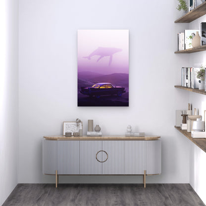 Plymouth Fury And A Whale In A Surreal Landscape 40x60cm Metal Print Ready to Hang