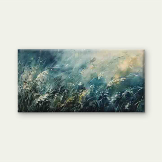 Green Meadow Wild Grass Wall Art Canvas Office Home Room Framed 120x60cm