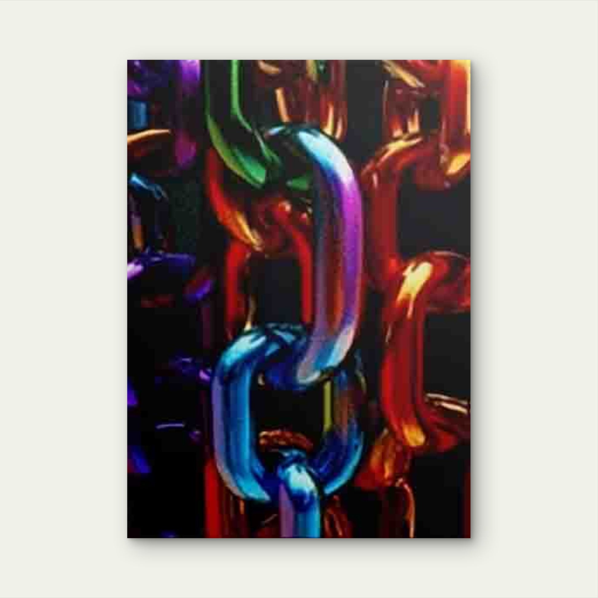 Colorful Metallic Chains 60x90cm Metal Print Ready to Hang - Bella Home Decor