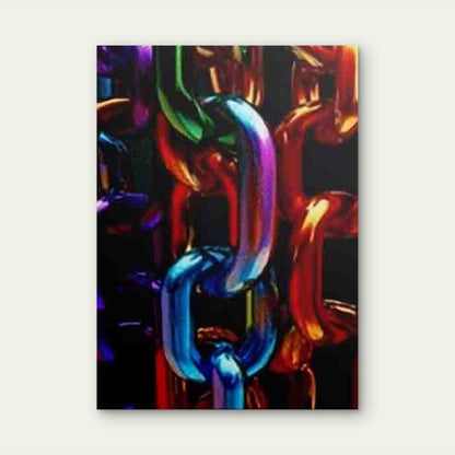 Colorful Metallic Chains Metal Print Ready to Hang - Bella Home Decor