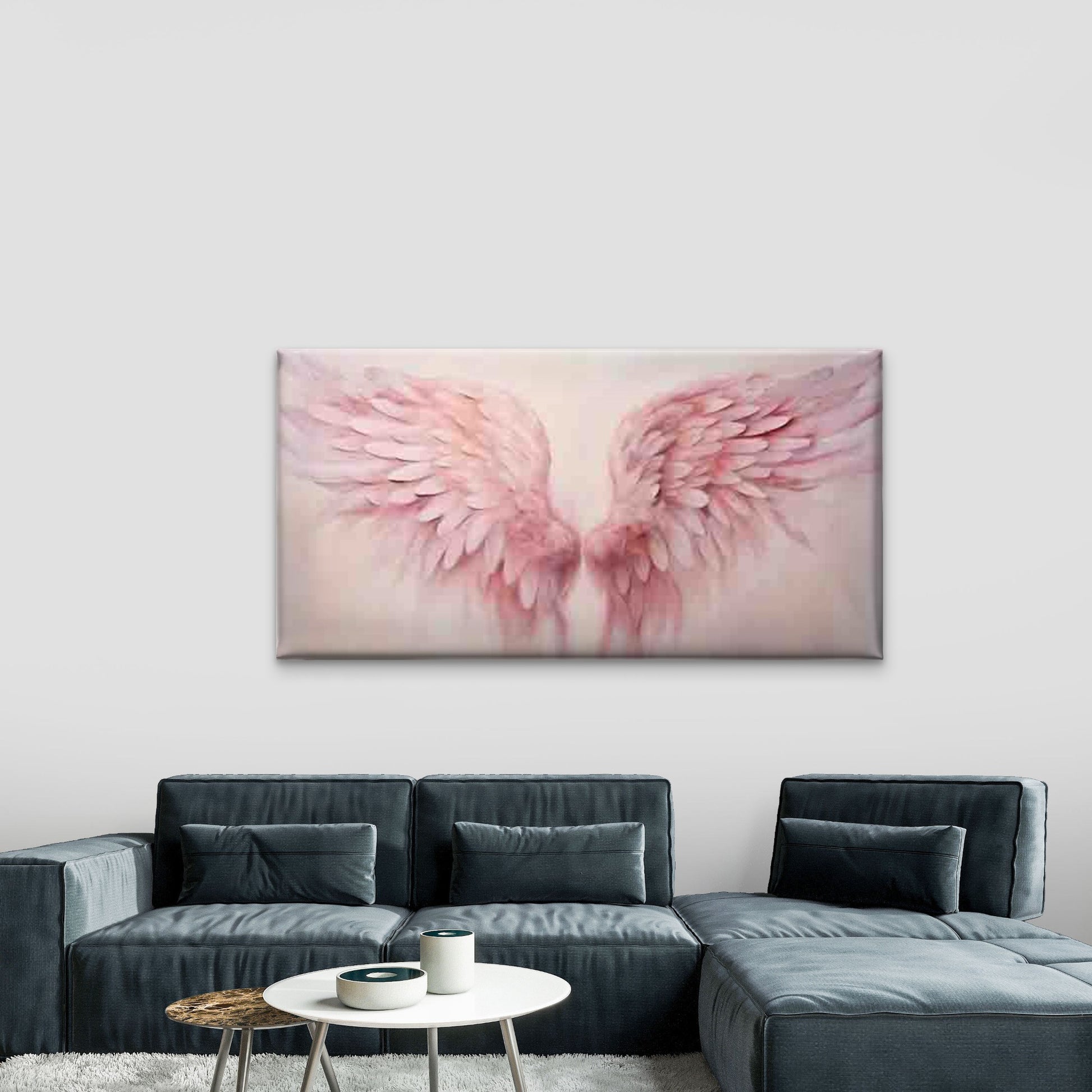 Abstract Pink Angel Wings Wall Art Canvas Office Home Room Framed 120x60cm - Bella Home Decor