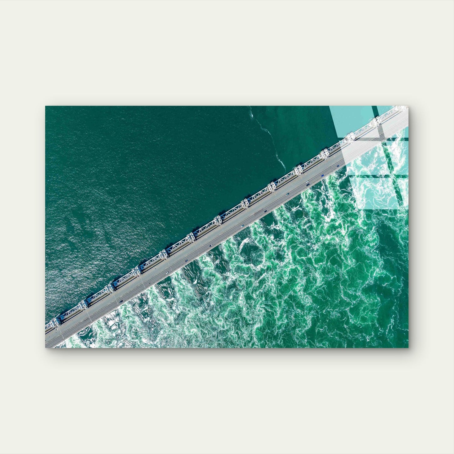 Aerial Ocean Dam Storm Tempered Glass Printing Wall Art Australian Made Quality