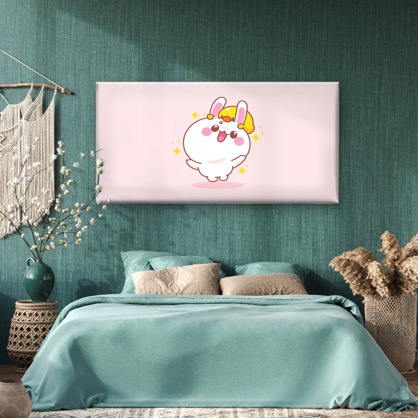 Playful Radiant Cute Bunny Wall Art Canvas Office Home Room Framed 120x60cm