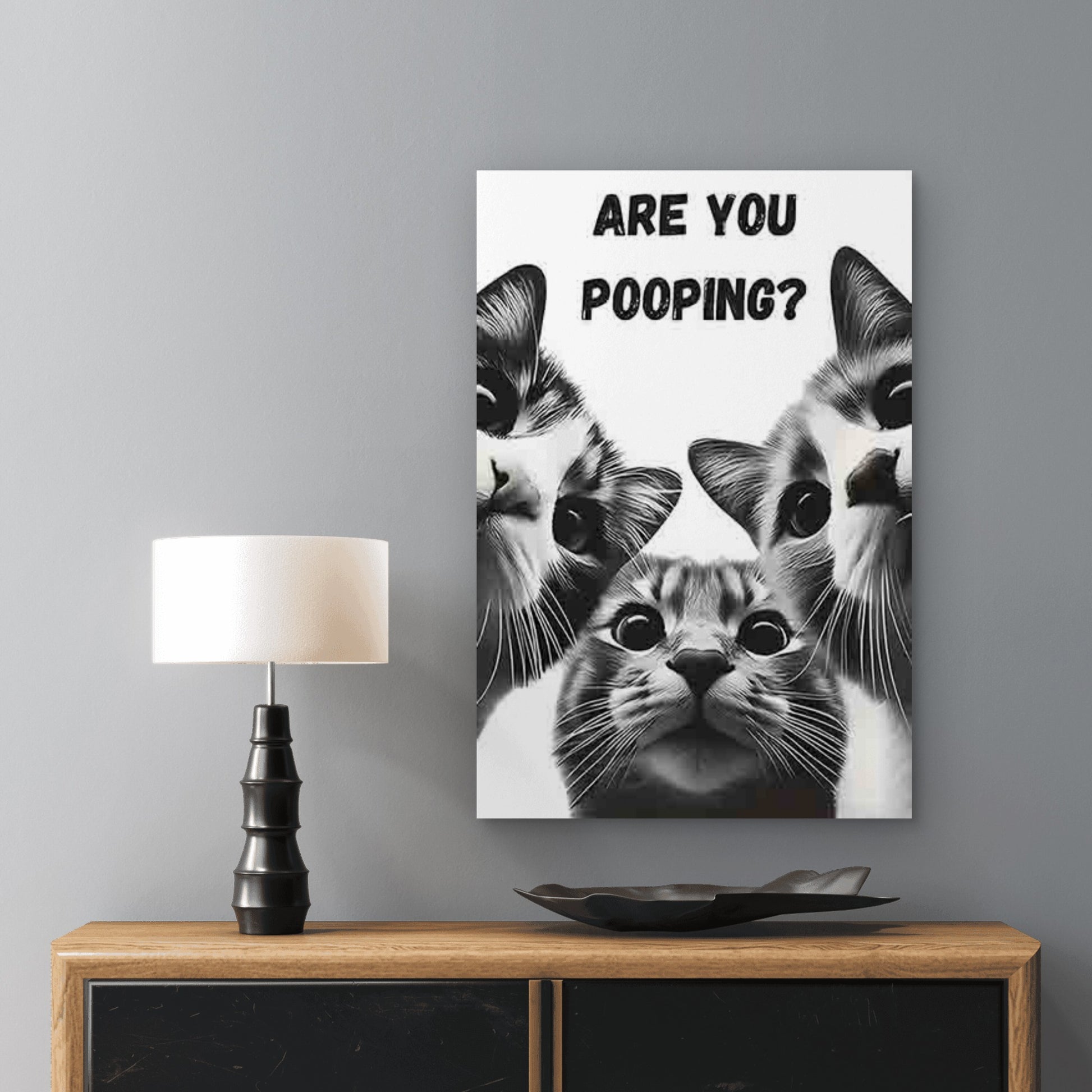 Three Wide-Eyed Cats with The Text ARE YOU POO 40x60cm Metal Print Ready to Hang - Bella Home Decor
