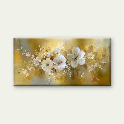 Elegant Yellow & Floral Wall Art Canvas Office Home Room Framed 120x60cm