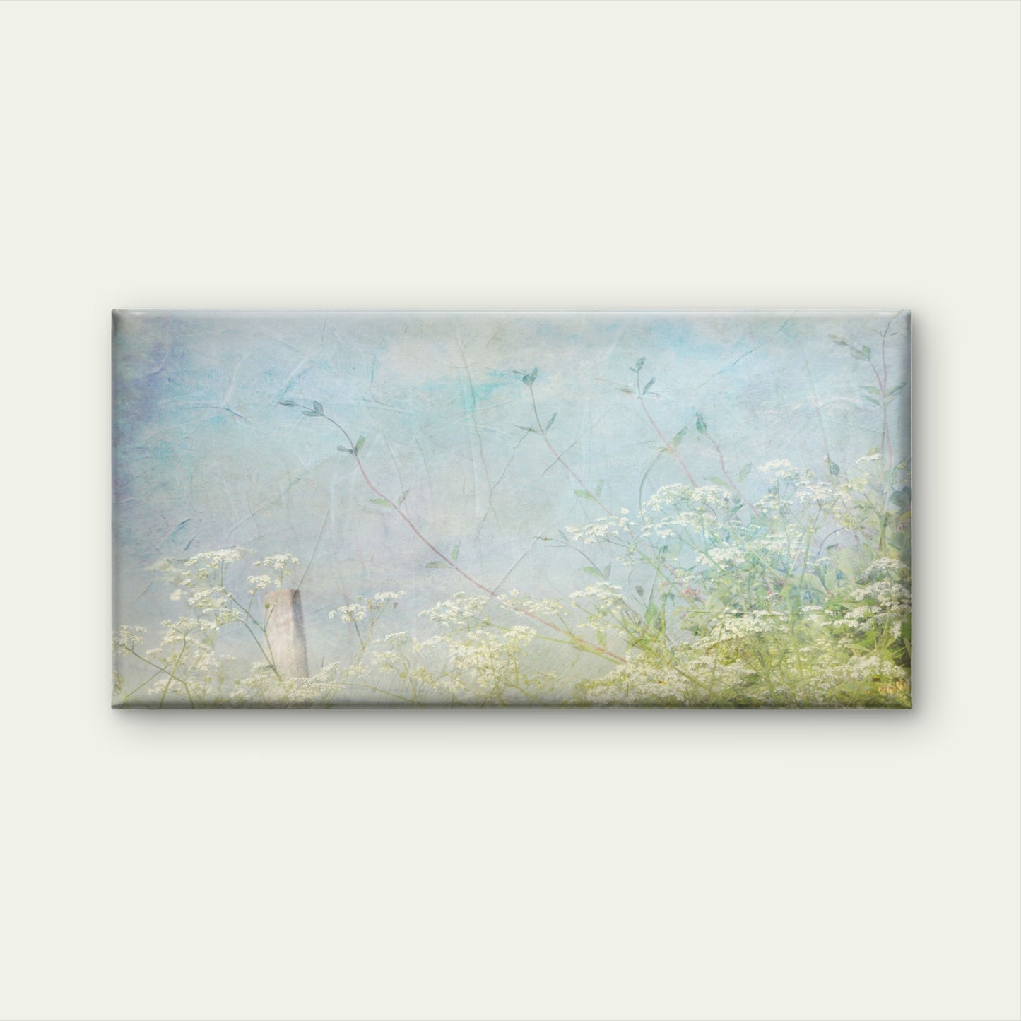 Light Blue Meadow Wildflower Wall Art Canvas Office Home Room Framed 120x60cm