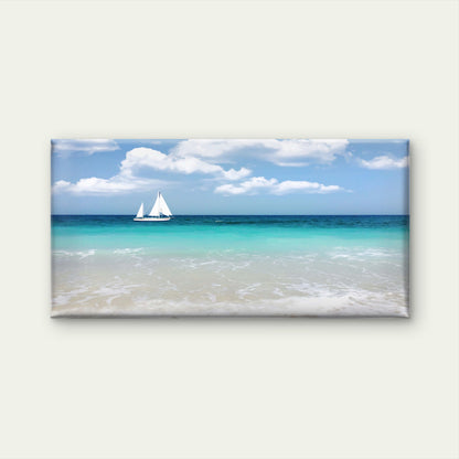 Lone Sailboat Clear Horizon Wall Art Canvas Office Home Room Framed 120x60cm - Bella Home Decor