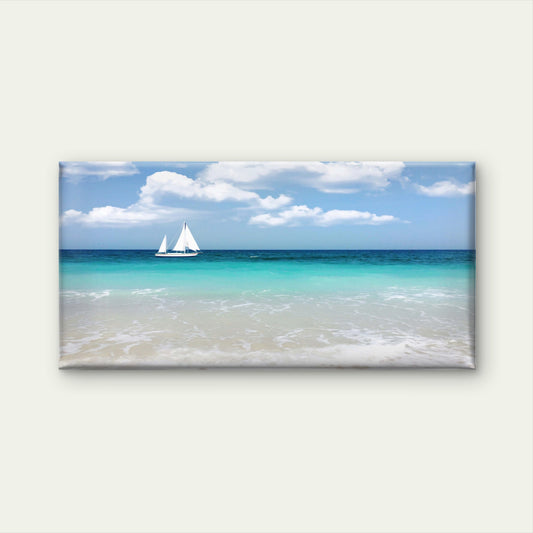 Lone Sailboat Clear Horizon Wall Art Canvas Office Home Room Framed 120x60cm