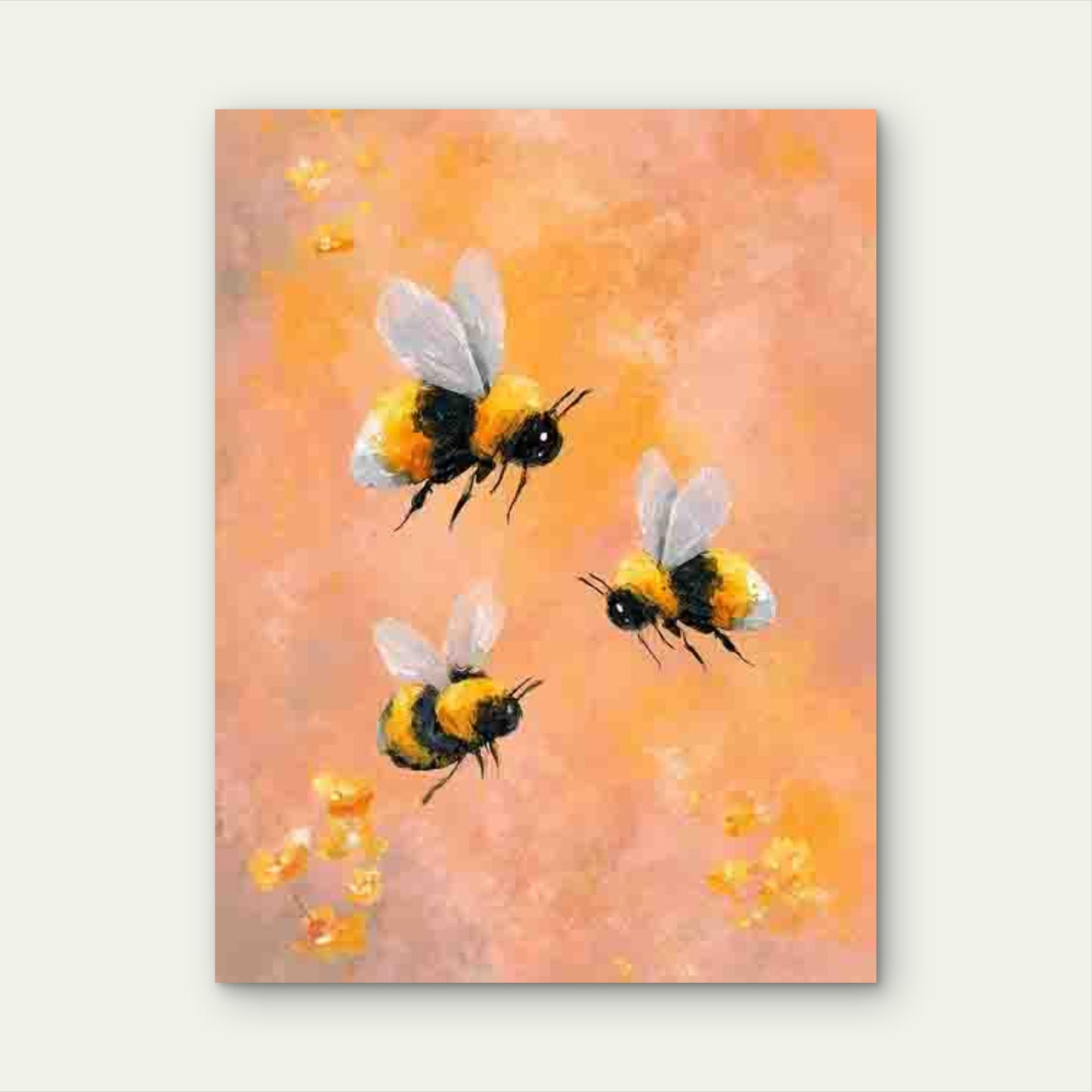 Cute Bumblebees & Flowers Design 60x90cm Metal Print Ready to Hang