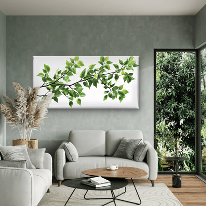 Fresh Green Leaves Tree Branch Wall Art Canvas Office Home Framed 120x60cm