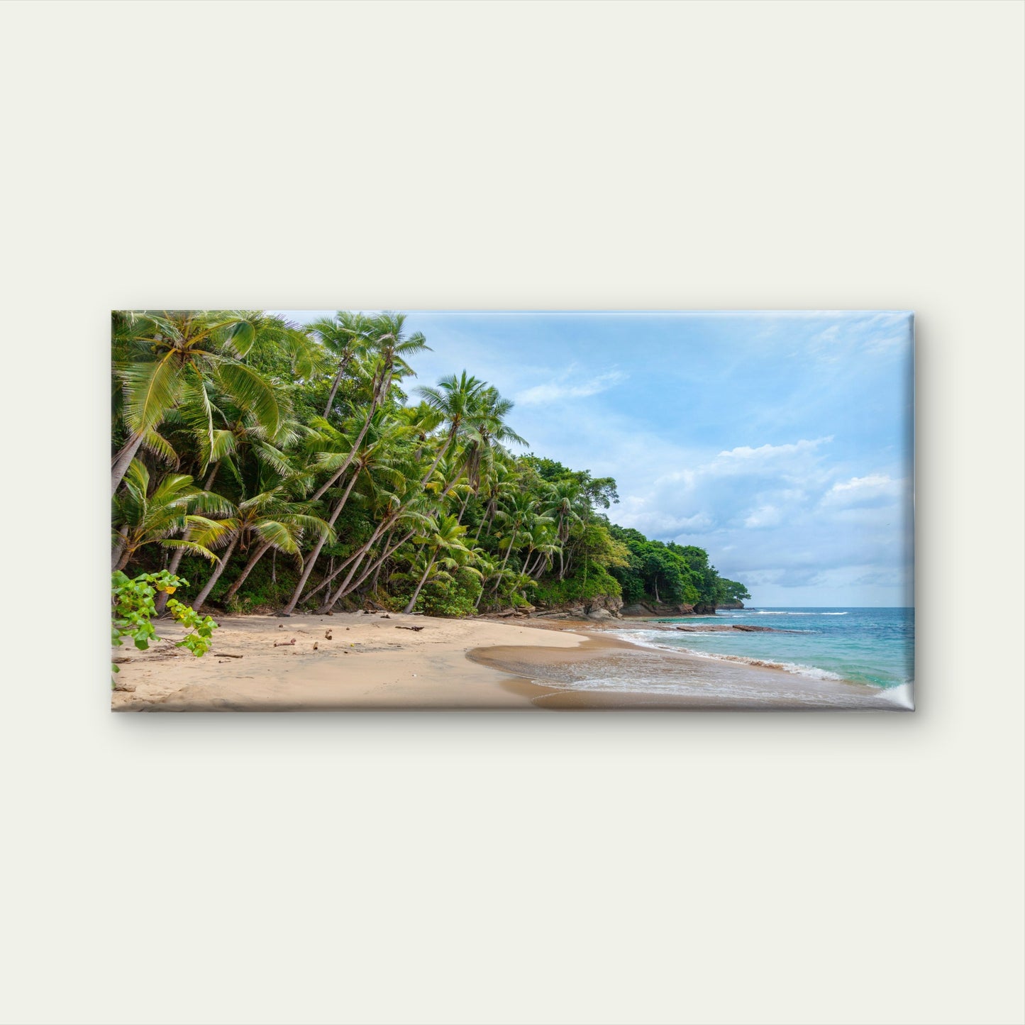 Beautiful sandy tropical Beach Wall Art Canvas Office Home Room Framed 120x60cm
