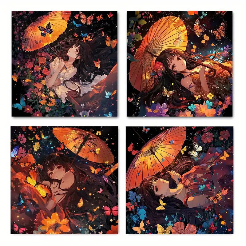 4pcs Butterfly Dance Anime BDA  Wall Art Canvas Framed