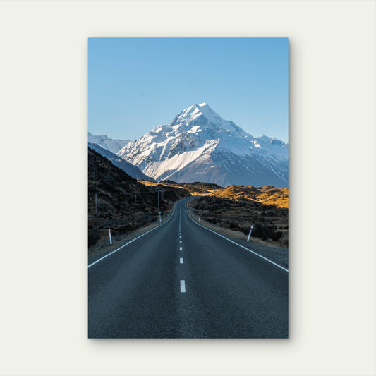 Mount Cook New Zealand Alpine Road 40x60cm Metal Print Ready to Hang