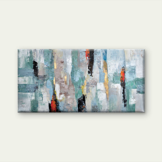 Teal Abstract Palette Texture Wall Art Canvas Office Home Room Framed 120x60cm