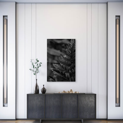 Black Background with Leaves and Vegetation Texture  60x90cm Metal Print Ready to Hang