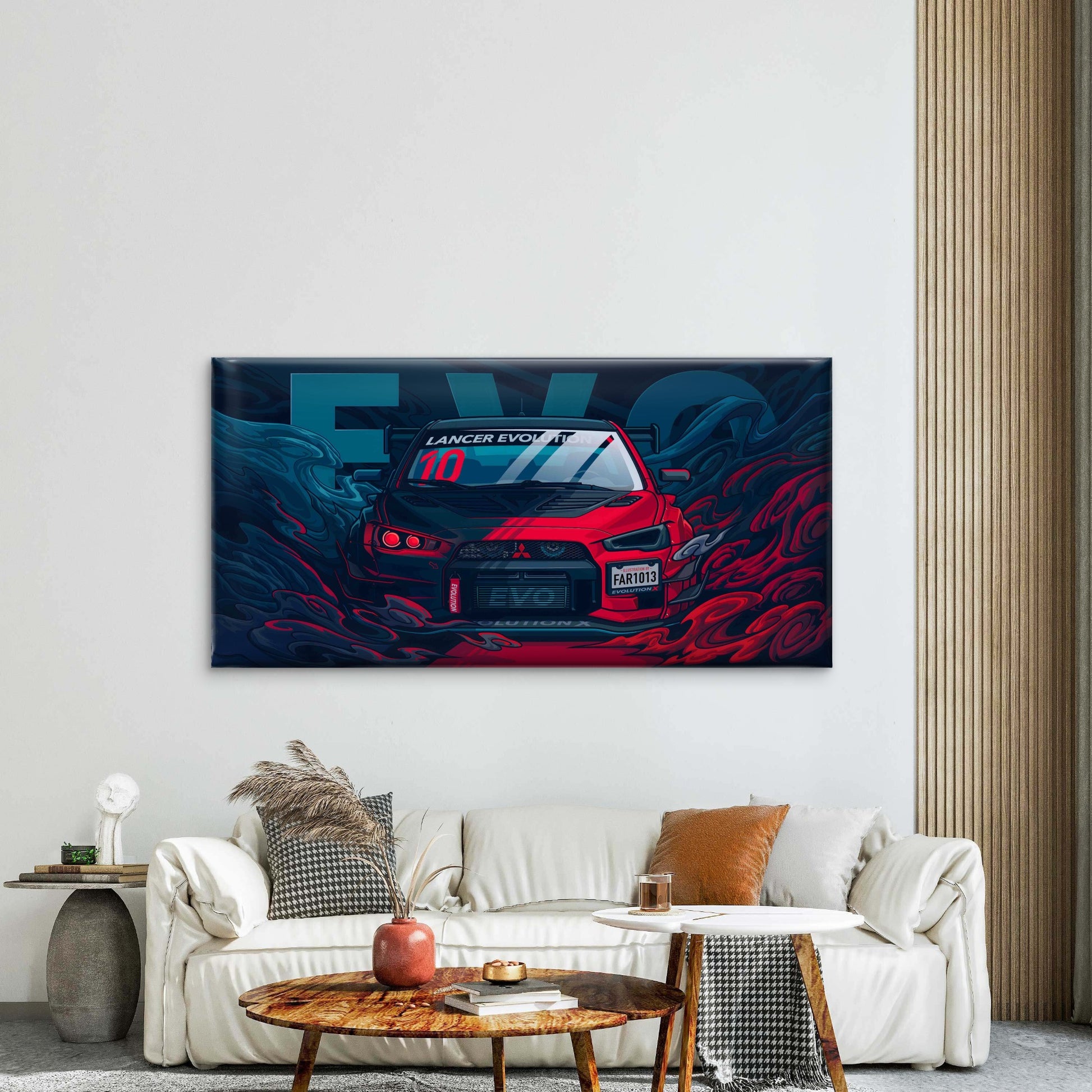 Red Blue Supercar Racing Wall Art Canvas Office Home Room Framed 120x60cm - Bella Home Decor