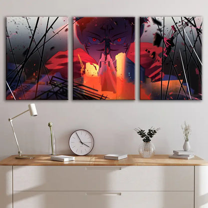 3pcs Sukuna-Inspired Abstract Anime Wall Art Set Canvas Framed 40x60cm - High Quality Print 100% Australian Made Wall Canvas Ready to Hang