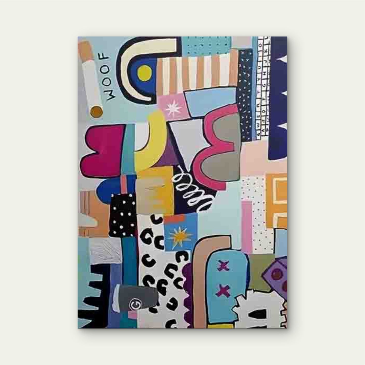 Abstract Geometric Colorful Shapes 60x90cm Metal Print Ready to Hang - Bella Home Decor