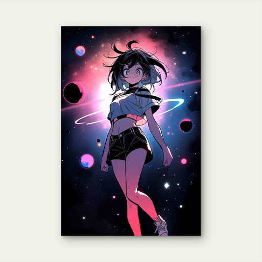 Celestial Anime Girl In Space 60x90cm Metal Print Ready to Hang