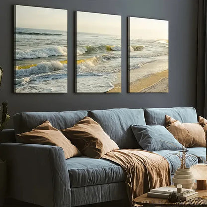 3pcs Modern Seaside Beach Art Scenery Cool Wall Art Set Canvas Unframed - High Quality Print 100% Australian Made Wall Canvas