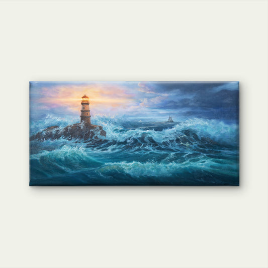 Nautical Sea Light House Wall Art Canvas Office Home Room Framed 120x60cm