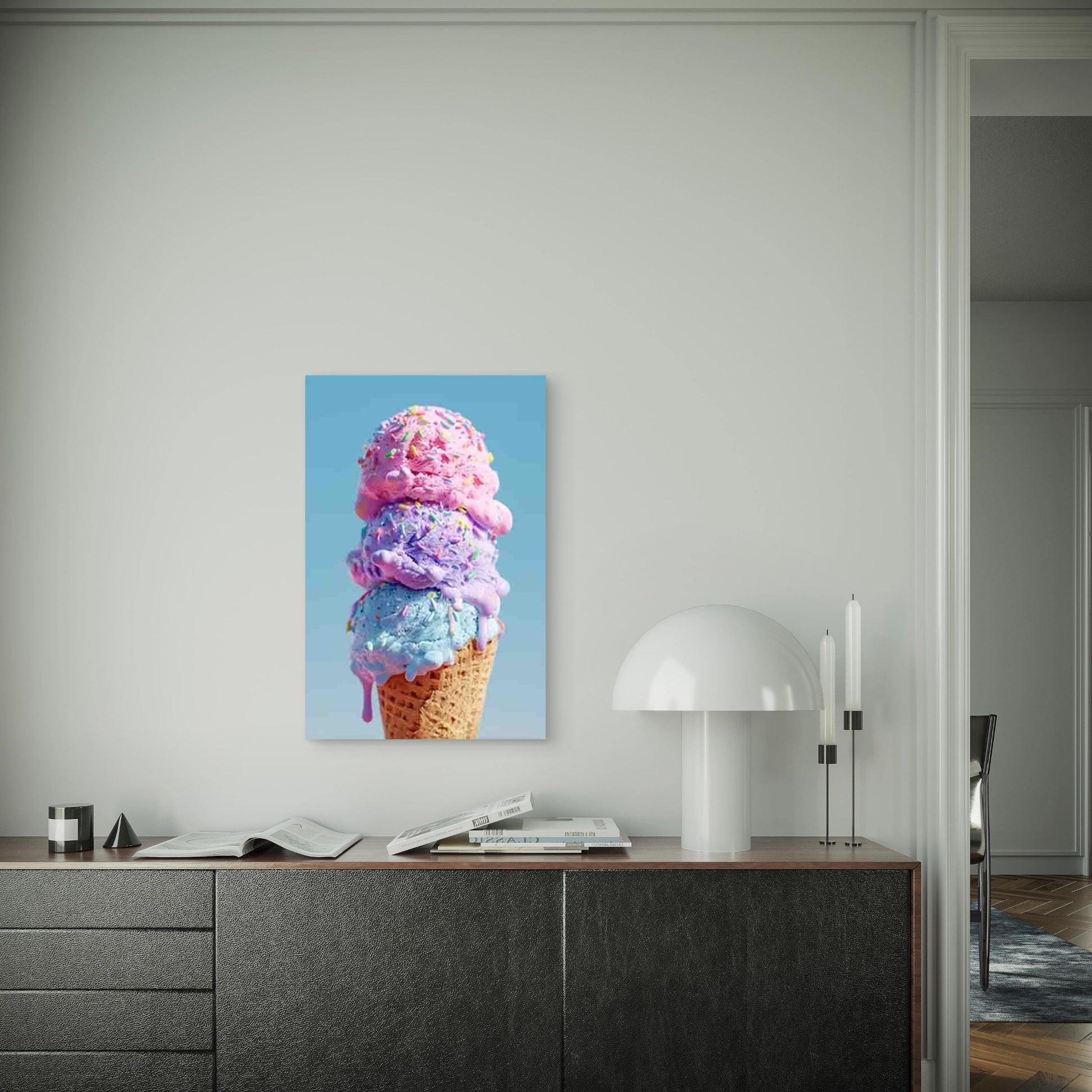 Colorful Melting Ice Cream 60x90cm Metal Print Ready to Hang - Bella Home Decor