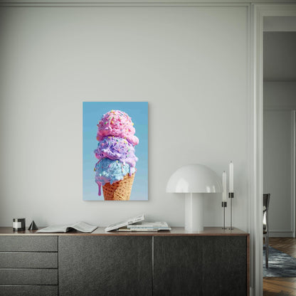 Colorful Melting Ice Cream 60x90cm Metal Print Ready to Hang - Bella Home Decor