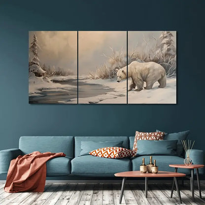 3pcs Polar-Bear-Winter-Scenery Metal Print Ready to Hang Art