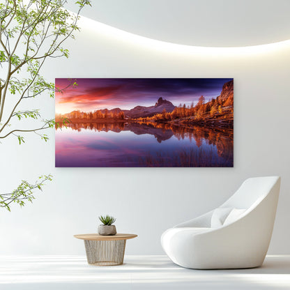 Federa Lake Dolomites Peak Wall Art Canvas Office Home Room Framed 120x60cm