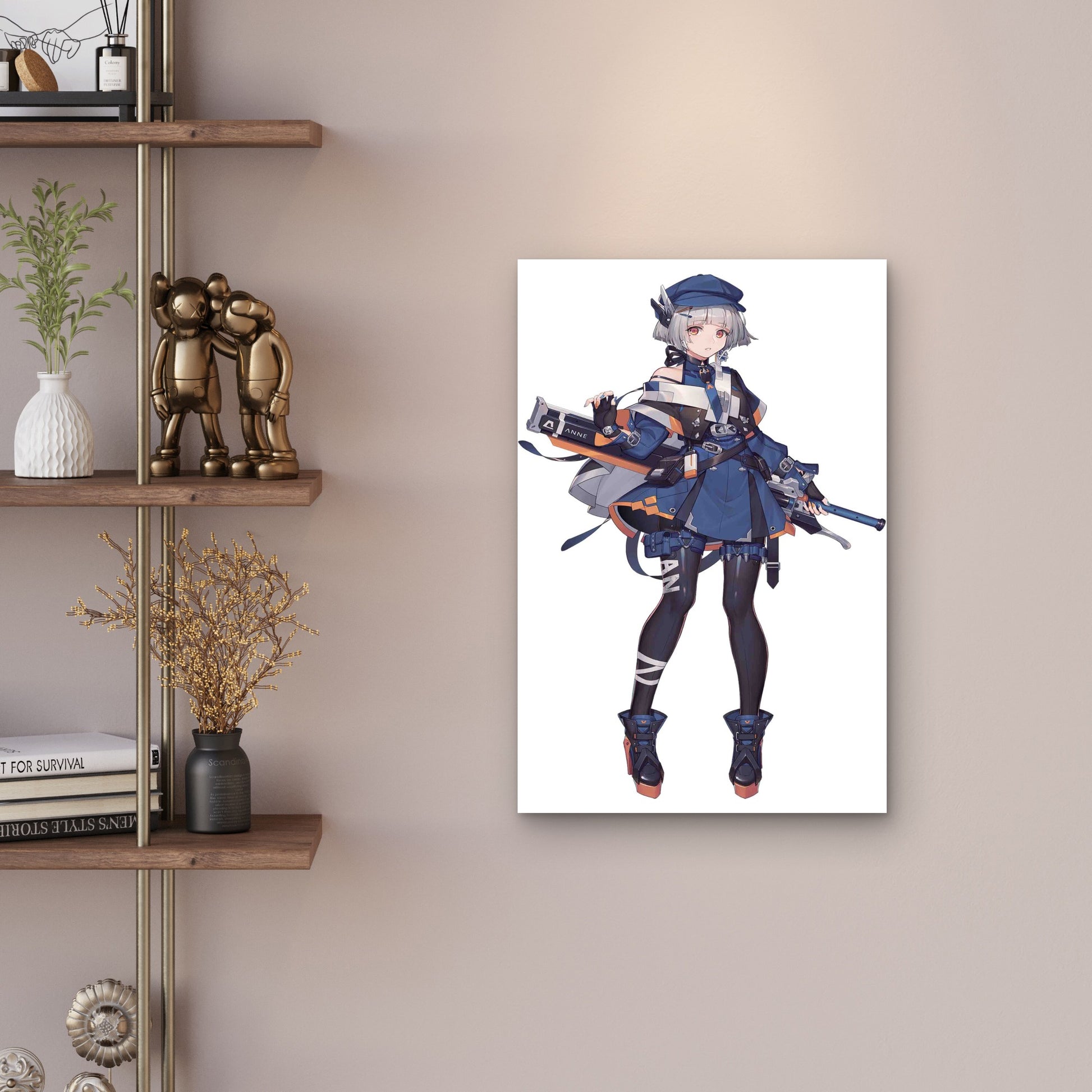 Cyberpunk Anime Girl With Futuristic Weaponry Metal Print Ready to Hang - Bella Home Decor