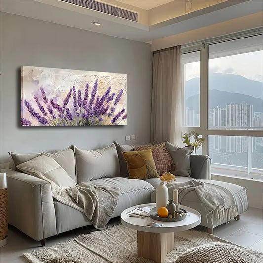 A Bunch Of Blooming Purple Lavender Wall Art Canvas Office Home Room Framed 120x60cm