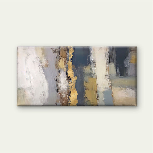 Abstract Grey Gold Foil Wall Art Canvas Office Home Room Framed 120x60cm