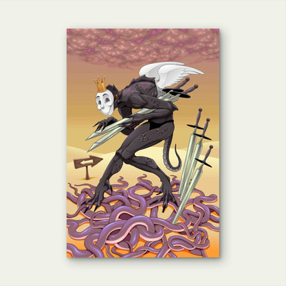 Five Swords Tarot Card Metal Print Ready to Hang