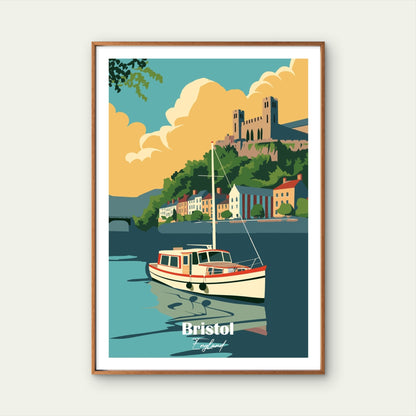 Bristol England Retro Vintage Harbor Boat Travel Poster Print Wall Art