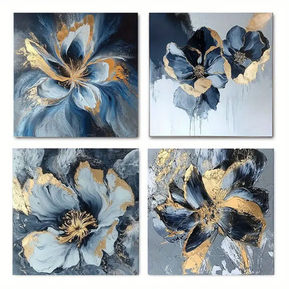 4pcs Flower Oil Painting  Wall Art Canvas Framed