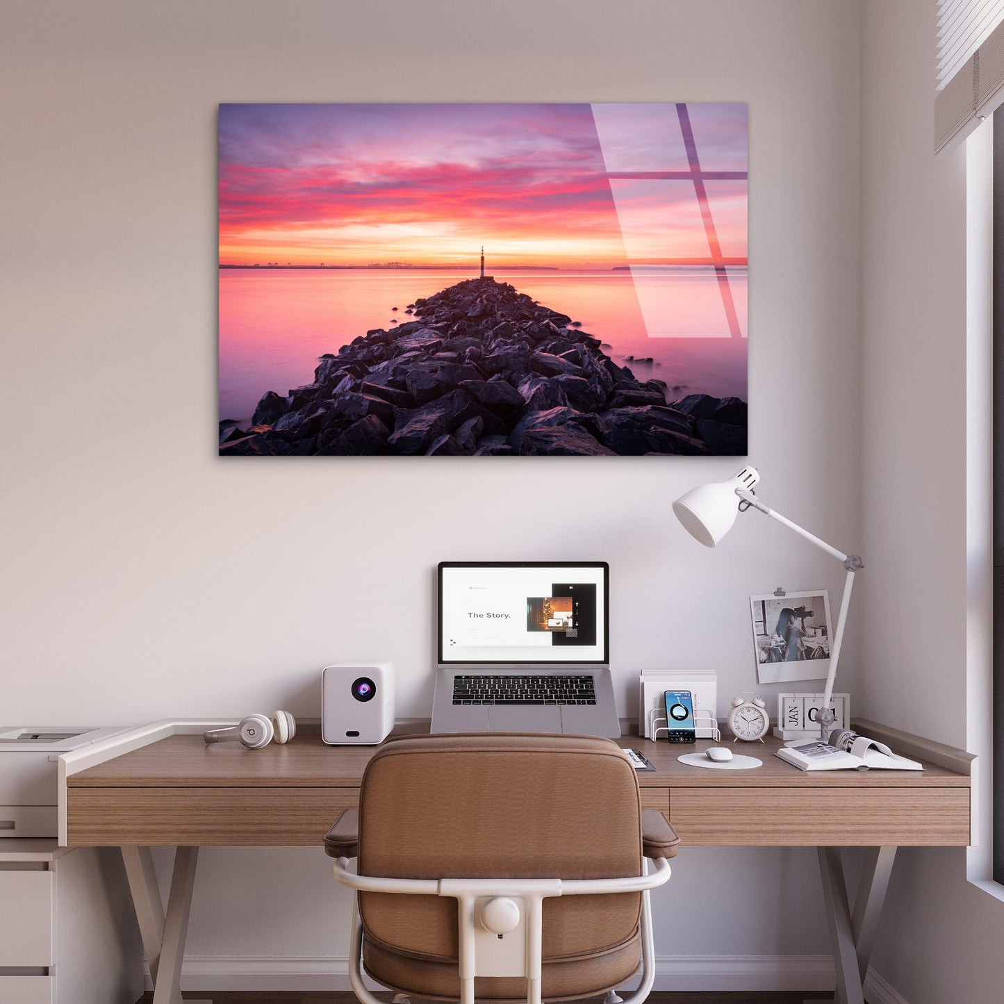 Botany Bay Sydney Pink Sunrise Jetty Acrylic Glass Printing Wall Art Australian Made Quality