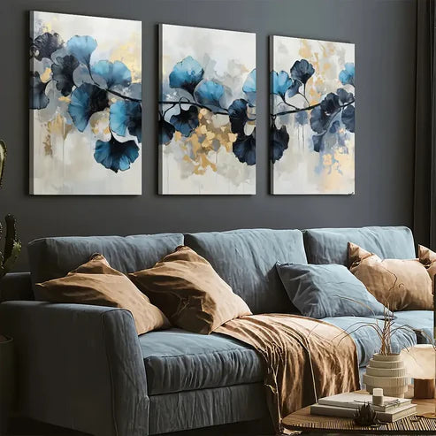 3pcs Modern Minimalist Abstract Leaf Art Flowers Wall Art Set Canvas Framed 40x60cm- High Quality Print 100% Australian Made Wall Canvas Ready to Hang