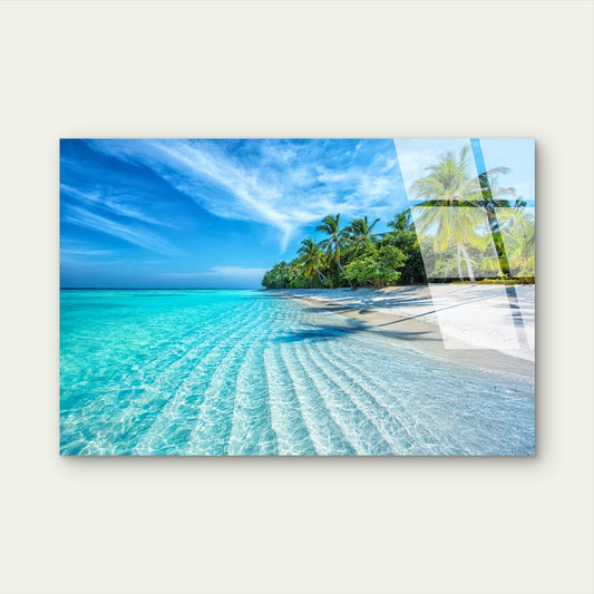 Maldives Tropical Ocean Beach Glass Printing Wall Art Australian Made Quality