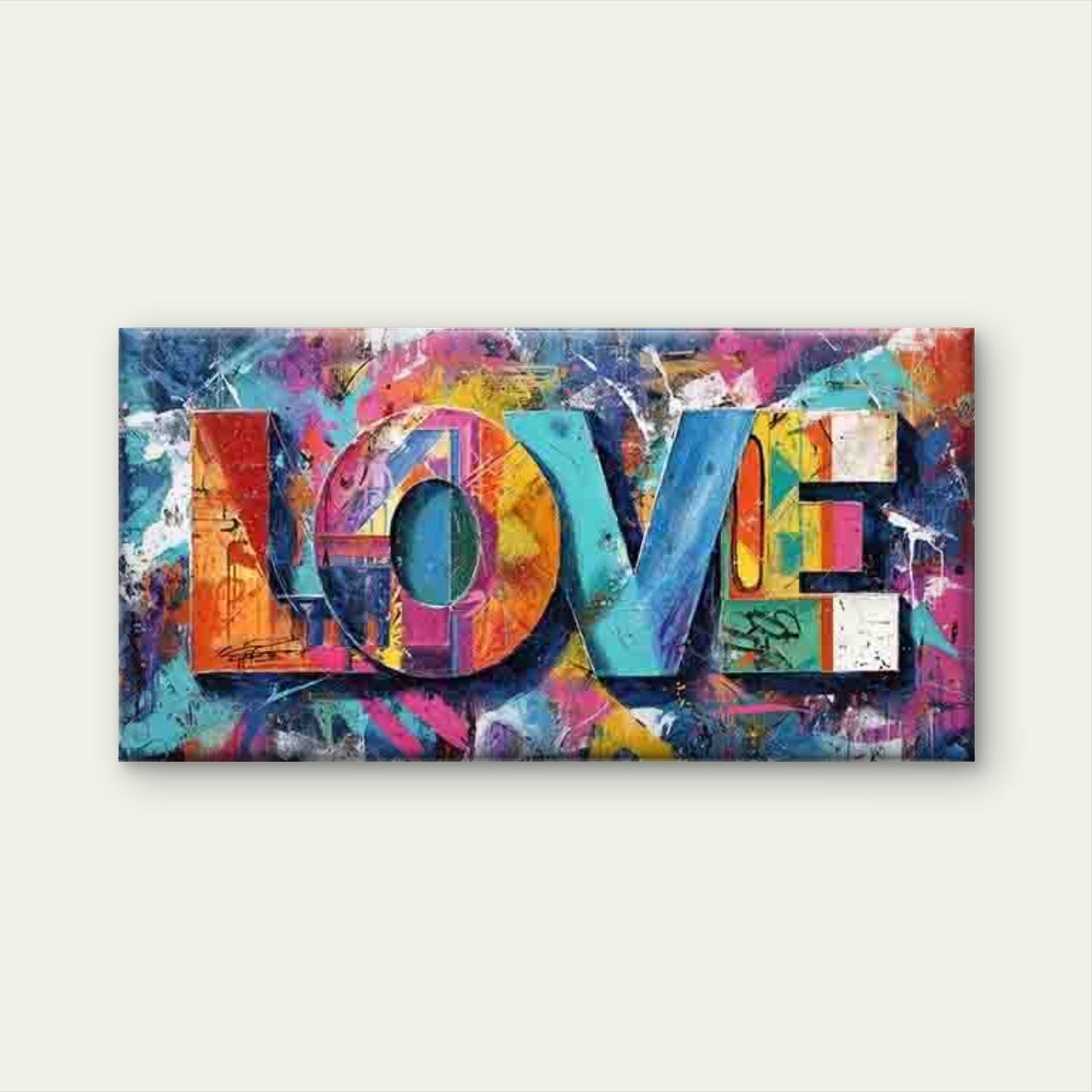 Touch of Love in Vibrant Colors Wall Art Canvas Office Home Room Framed 120x60cm