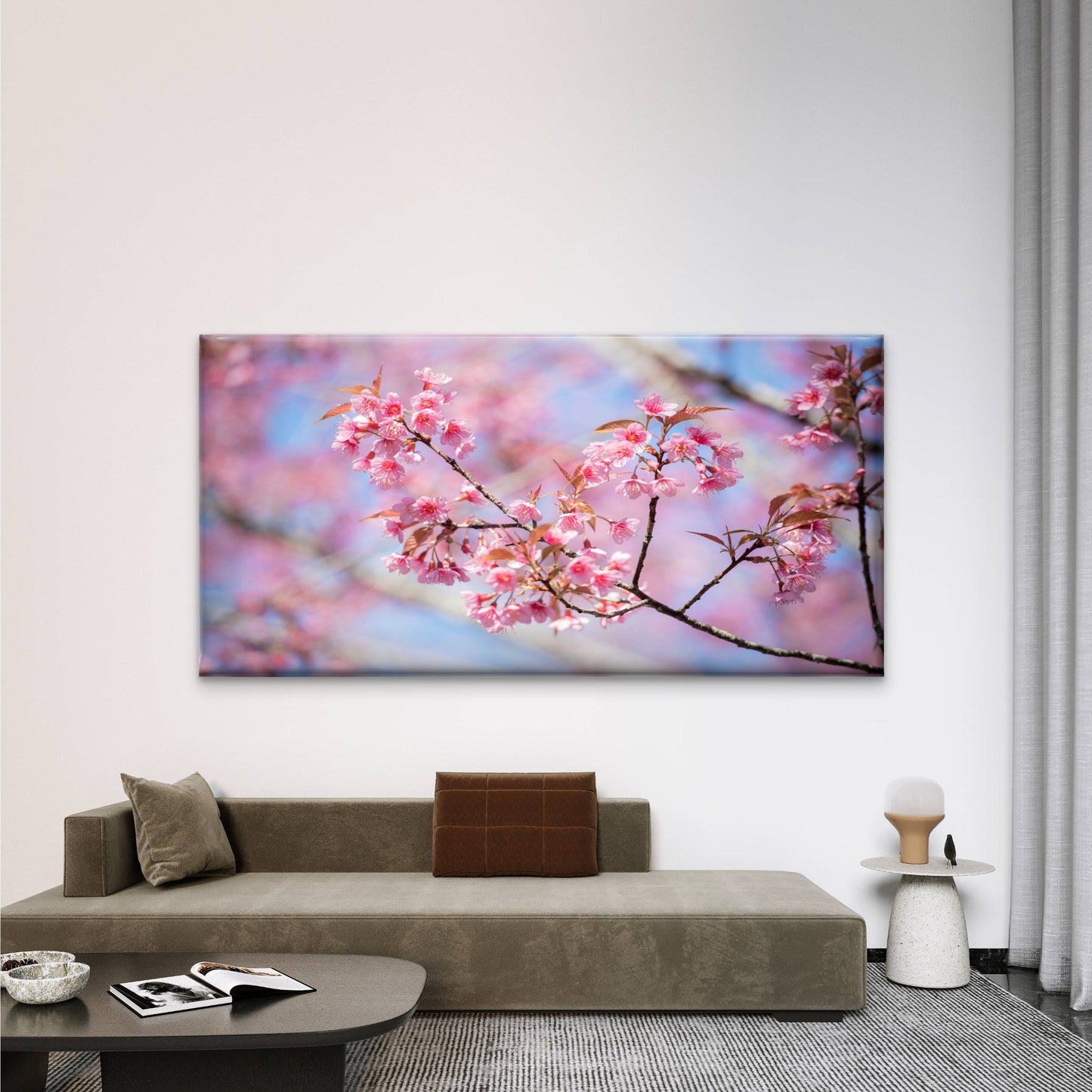 Thai Sakura In Bloom Wall Art Canvas Office Home Room Framed 120x60cm
