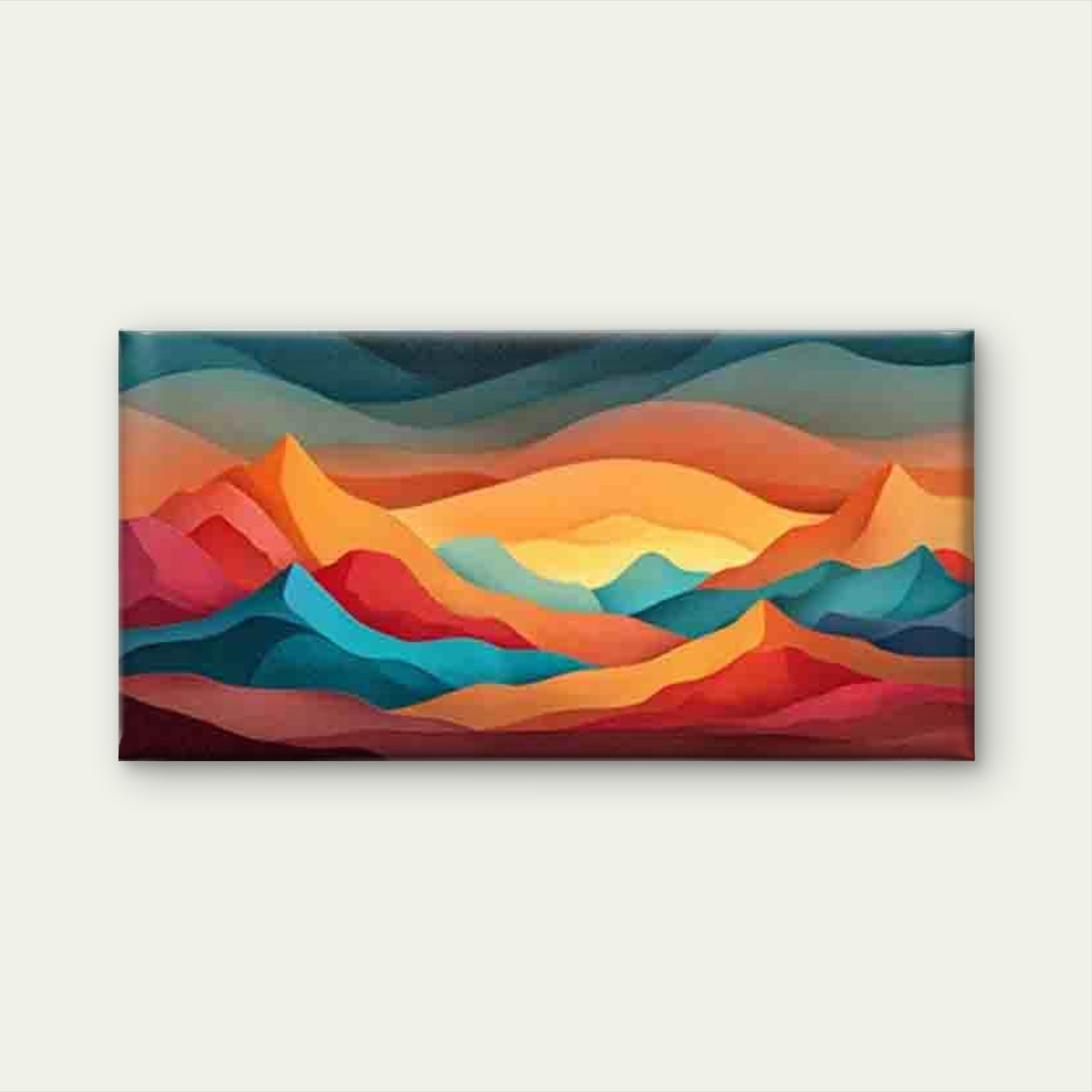 Colorful Layered Mountain Scene Wall Art Canvas Office Home Room Framed 120x60cm - Bella Home Decor
