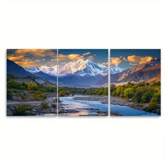 3pcs Pakistan Himalayan Valley Travel Wall Art Set Canvas Framed 40x60cm - High Quality Print 100% Australian Made Wall Canvas Ready to Hang