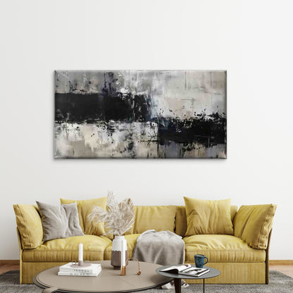 Abstract Black And White Wall Art Canvas Office Home Room Framed 120x60cm