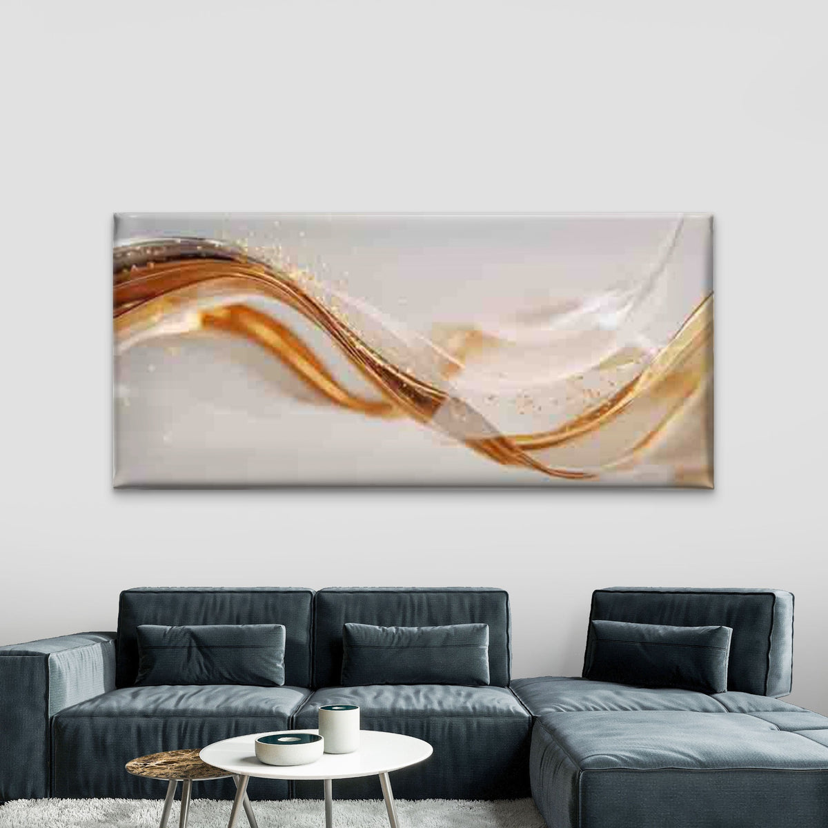 Glittering Golden Particles Wall Art Canvas Office Home Room Framed 120x60cm