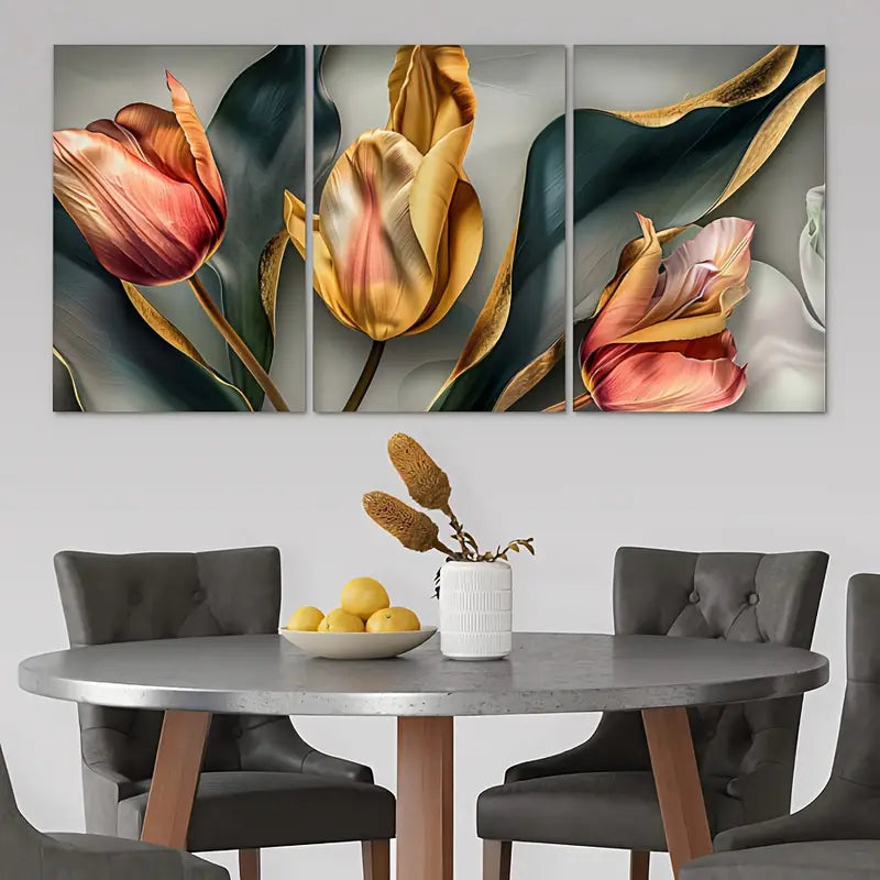 3pcs Medieval Modern Saints Green Metal Print Ready to Hang Art