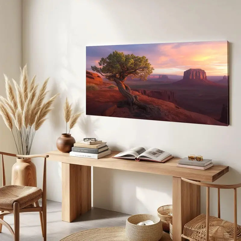 Dawn Sunset Vibrant Sky & Rock Formations Wall Art canvas office home room framed 120x60cm - Bella Home Decor