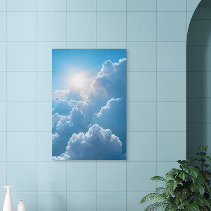 Sunlight Through Fluffy Clouds 60x90cm Metal Print Ready to Hang
