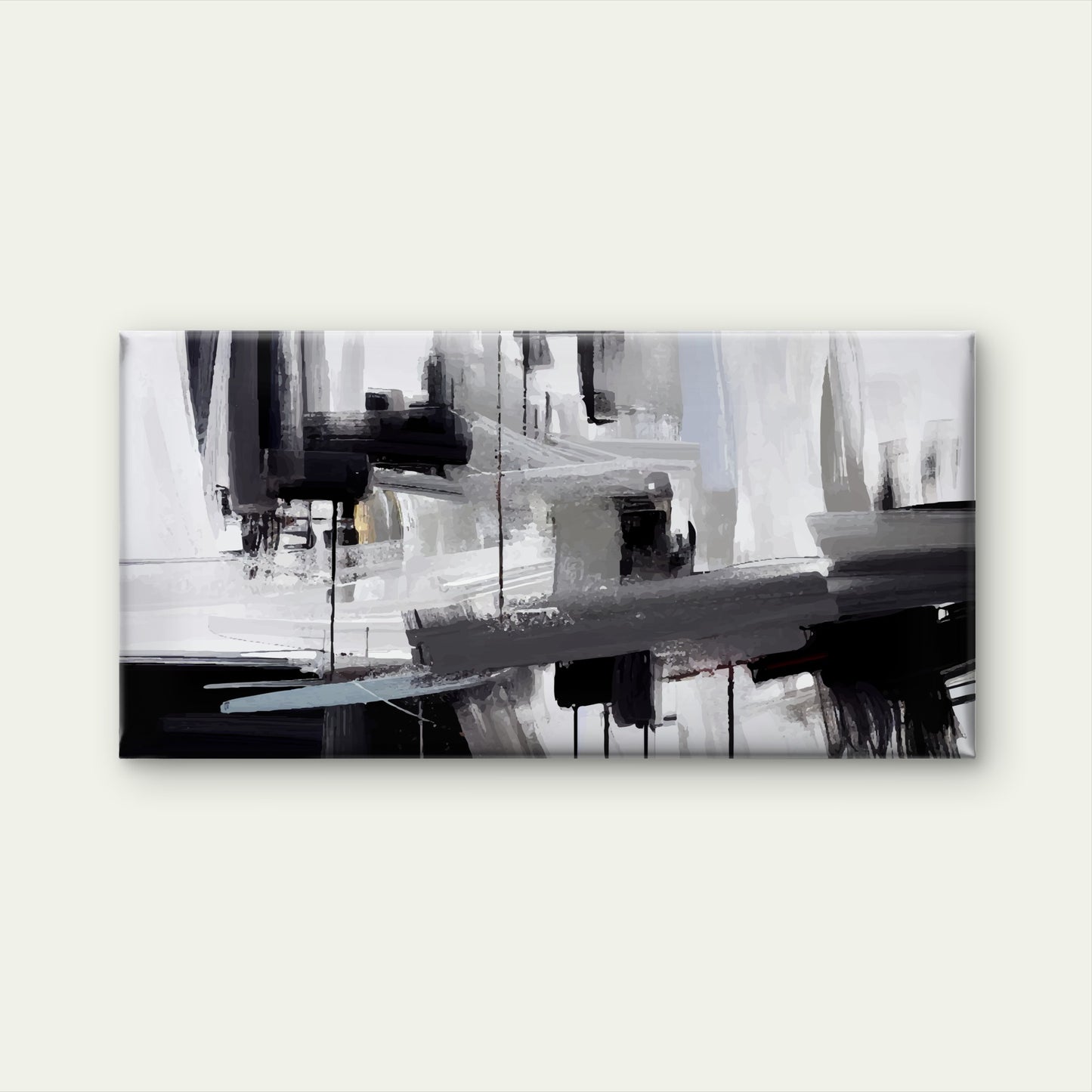 Abstract Expressionist Painting Wall Art Canvas Office Home Room Framed 120x60cm