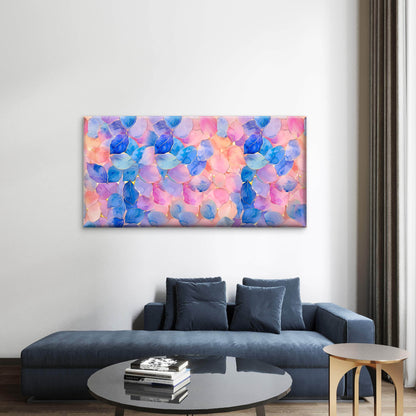 Watercolor Blue Pink Leaves Gold Veins Pattern Wall Art Canvas Office Home Room Framed 120x60cm